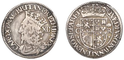Charles I, Third coinage, Falconer's First issue, Twelve Shillings, no mm., f above crown on...