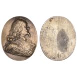 Charles I, a uniface oval bronze plaque, c. 1720, unsigned [but perhaps after J. Roettier],...