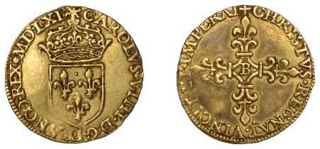 France, Charles IX, Half-Ã‰cu d'or au soleil, 1561b, Rouen, 1.70g/9h (Dup. 1058; Gad. 439; F...