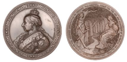 Dedication of Epping Forest, 1882, a copper medal by C. Wiener for the Corporation of London...