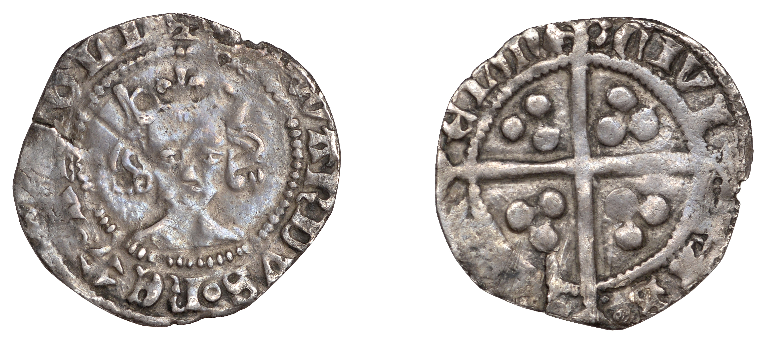 Edward III (1327-1377), Treaty period, Penny, Treaty B/A mule, Durham, reads edwardvs, pattÃ©...