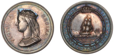 BRITISH GUIANA, Local Exhibition, a silver medal by J.S. & A.B. Wyon, crowned and veiled bus...