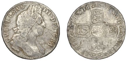 William III (1694-1702), Halfcrown, 1697, edge nono (ESC 1021; S 3487). About fine, surface...