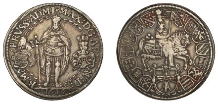 Germany, TEUTONIC ORDER, Archduke Maximilian, Double Thaler, 1614, 57.32g/12h (Dav. 5854). T...