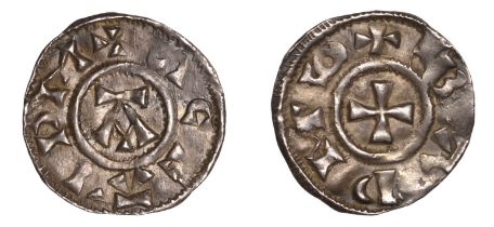 Danish East Anglia, St Edmund, Memorial coinage, Penny, Badi [Bado], sc eaidm, chevron-barre...