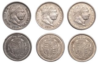 George III, Shillings (3), 1816 (2), 1817 (S 3790) [3]. Extremely fine or nearly so Â£120-Â£1...
