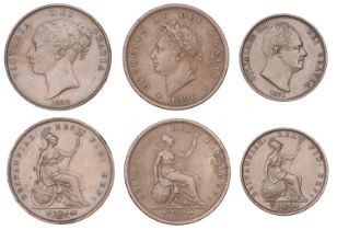 George IV, Penny, 1826 (S 3823); William IV, Halfpenny, 1831 (S 3847); Victoria, Penny, 1858...