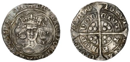 Henry VI (First reign, 1422-1461), Unmarked issue, Groat, London, mm. cross IIIb on obv. onl...
