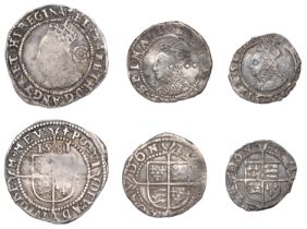 Elizabeth I, Third issue, Penny, mm. castle, 0.47g/9h (S 2570); Fifth issue, Threepence, 158...