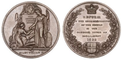 Reform Bill Passed, 1832, a copper medal by B. Wyon for the Corporation of London, crowned l...