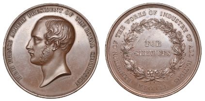 Great Exhibition, Hyde Park, 1851, For Services, a copper award medal by W. Wyon, bare head...