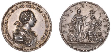 George III, Coronation, 1761, a silver medal by L. Natter, laureate bust right, rev. king, c...