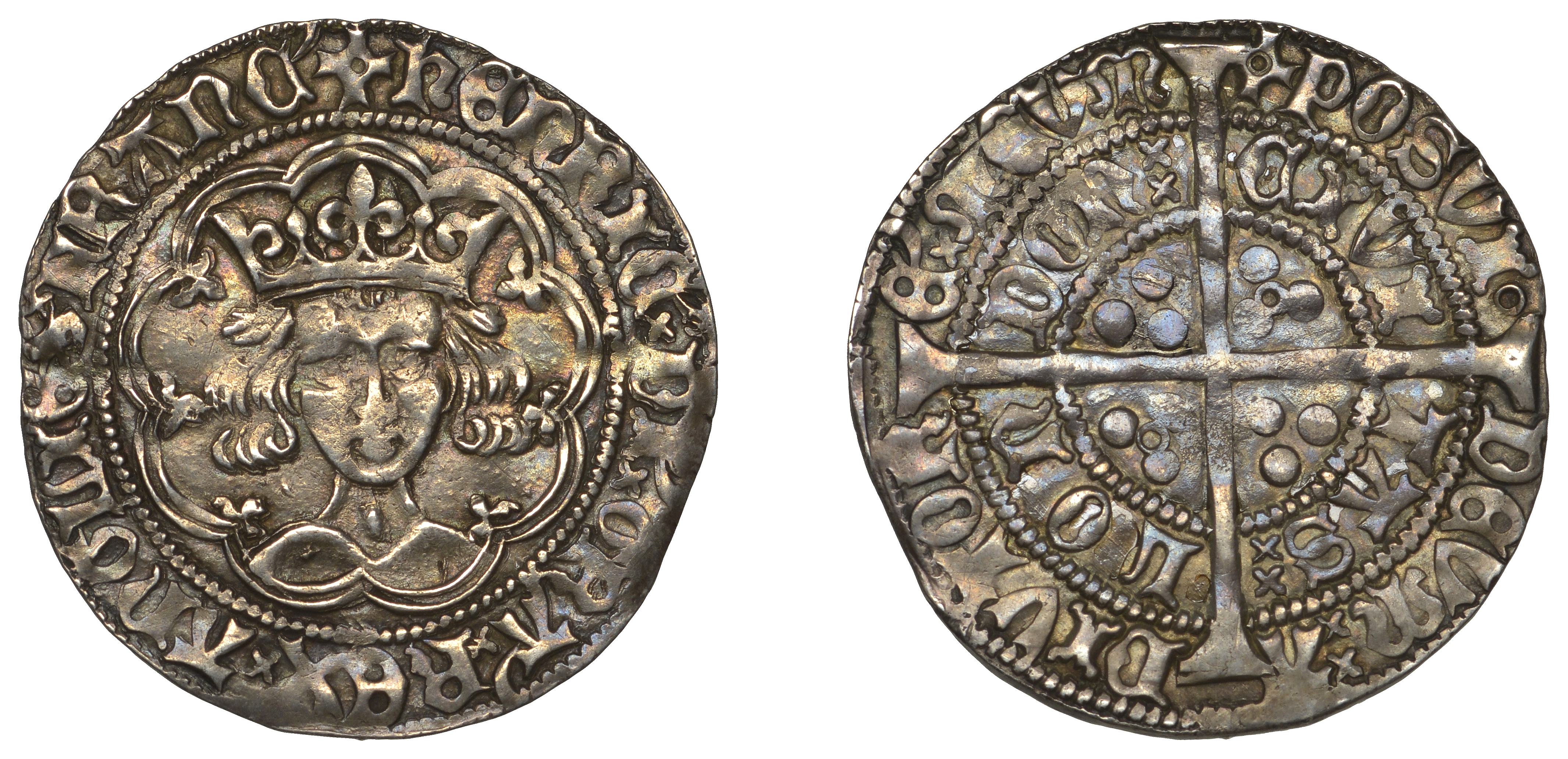 Henry VI (First reign, 1422-1461), Annulet issue, Groat, London, mm. cross II, no fleur on b...