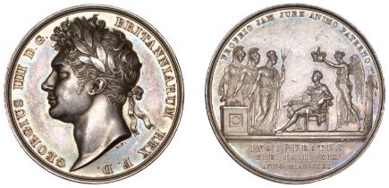 George IV, Coronation, 1821, a silver medal by B. Pistrucci, laureate head left, rev. Britan...