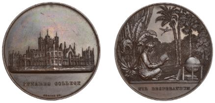 INDIA, Benares College, Tucker Medal, a specimen bronze award by J.S. Wyon, undated, view of...