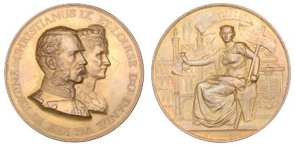 Visit of Christian IX and Louise of Denmark to the City of London, 1893, a light bronze meda...