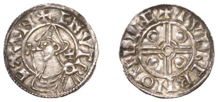 Cnut (1016-1035), Penny, Pointed Helmet type, Lincoln, Wulfbeorn, pvlbern on linc, cross in...