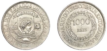 Brazil, Republic, 1000 RÃ©is, 1900 (KM 500). Lightly cleaned, otherwise good extremely fine [...