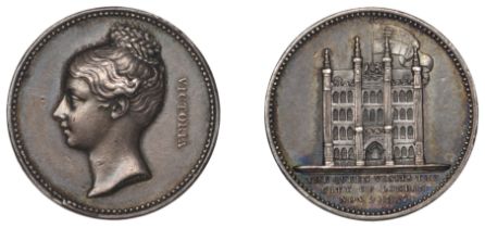 Victoria, Visit to the City of London, 1837, a silver medalet by W. Wyon, head left, rev. fa...