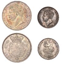 George IV, Halfcrown and Shilling, 1826 (ESC 2360, 2409; S 3807, 3812) [2]. First very fine,...