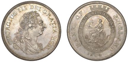 George III (1760-1820), Bank of England, Proof Dollar, 1804, by C.H. Kuchler, types D/2a, k...