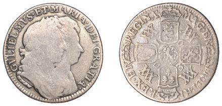 William and Mary (1688-1694), Shilling, 1693, stops after gratia and regina (ESC 868 var.; S...