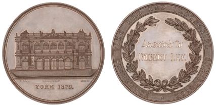 Yorkshire Fine Art and Industrial Exhibition, York, 1879, a bronze medal by T. Ottley, faÃ§ad...