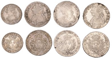 Louis XVI, Ã‰cus aux branches d'olivier (2), 1785k, 1785q (Dup. 1708; Gad. 356); Ã‰cu de BÃ©arn...