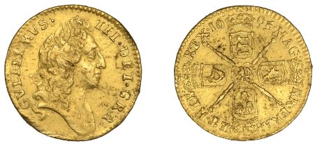 William III (1694-1702), Half-Guinea, 1695, early harp (EGC 429; S 3466). Some surface marks...