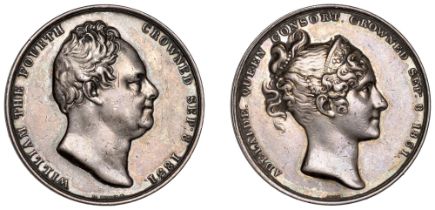William IV, Coronation, 1831, a silver medal by W. Wyon, bust right, rev. bust of Queen Adel...