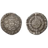 Henry VI (First reign, 1422-1461), Annulet-Trefoil sub-issue, Groat, Calais, mm. crosses II/...