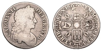 Charles II (1660-1685), Crown, 1673, third bust, edge vicesimo qvinto (ESC 390; S 3358). Nea...