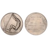 BELGIUM, Aero-Club Royal, L'Effort, 1928, a silver medal by J. Dupon for Fonson, nude male f...