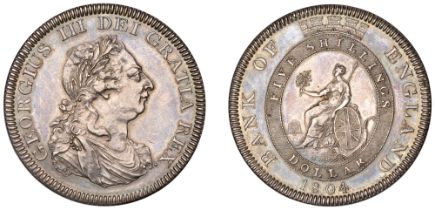 George III (1760-1820), Bank of England, Dollar, 1804, types A/2 (ESC 1925; S 3768). Sometim...