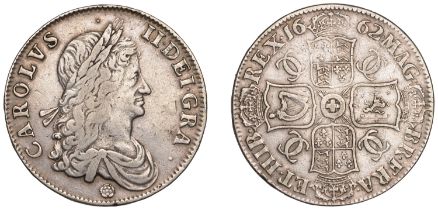 Charles II (1660-1685), Crown, 1662, first bust, rose below, edge undated (ESC 340; S 3350)....