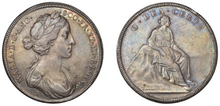 Mary of Modena, Coronation, [1685], a silver medal by J. Roettier, laureate and draped bust...