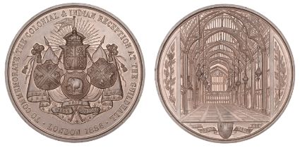 Colonial and Indian Reception at the Guildhall, 1886, a bronze medal by Elkington for the Co...