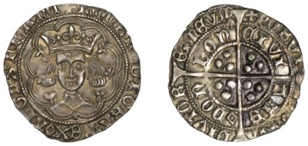 Henry VI (First reign, 1422-1461), Leaf-Mascle issue, Groat, mm. crosses IV/V, leaf in lower...