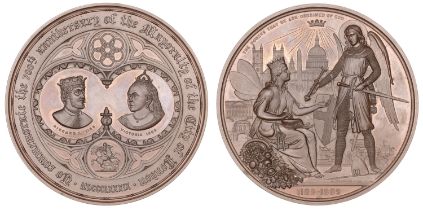 700th Anniversary of the Mayoralty of the City of London, 1889, a bronze medal by A. Kirkwoo...