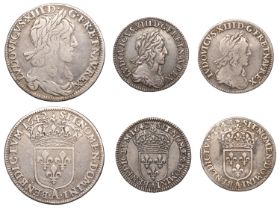 Louis XIII, Quarter-Ã‰cu, 1642a (Dup. 1347; Gad. 47); Twelfth-Ã‰cus (2), 1642a, 1643a (Dup. 13...