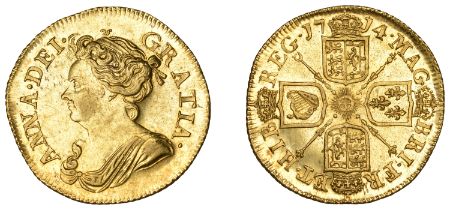 Anne (1702-1714), Guinea, 1714, third bust (EGC 479; S 3574). Light scratches in obverse fie...