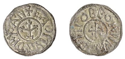 Kings of East Anglia, Edmund (855-69), Penny, Ipswich?, Beornferth, eadmvnd rx an, cross of...