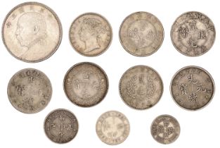 China, Assorted silver coins of China (8) and Hong Kong (3) [11]. Varied state Â£100-Â£150