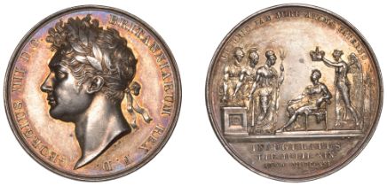 George IV, Coronation, 1821, a silver medal by B. Pistrucci, laureate head left, rev. Britan...