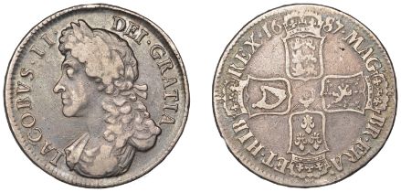 James II (1685-1688), Crown, 1687, second bust, edge tertio (ESC 743; S 3407). Fine or bette...