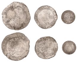 Elizabeth I, Fifth issue, Sixpence, 1580, mm. Latin cross (S 2572); Charles I, Tower mint, S...