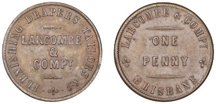 Australia, Queensland, BRISBANE, Larcombe & Company, Penny, undated (G 157; A 313). About ex...