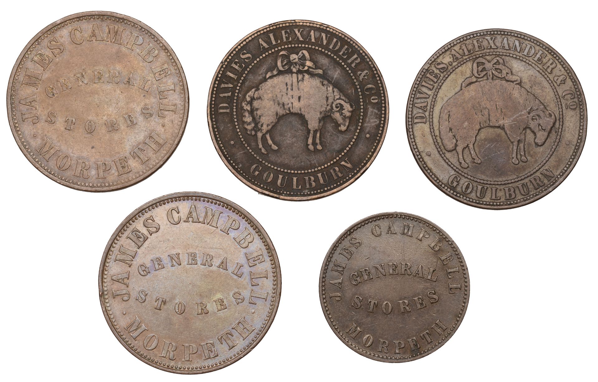 Australia, New South Wales, MORPETH, James Campbell, Pennies (2) and Halfpenny, undated (G 3...