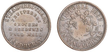 Australia, Victoria, SANDHURST, Stead Brothers, Penny, 1862 (G 252; A 504). About very fine,...