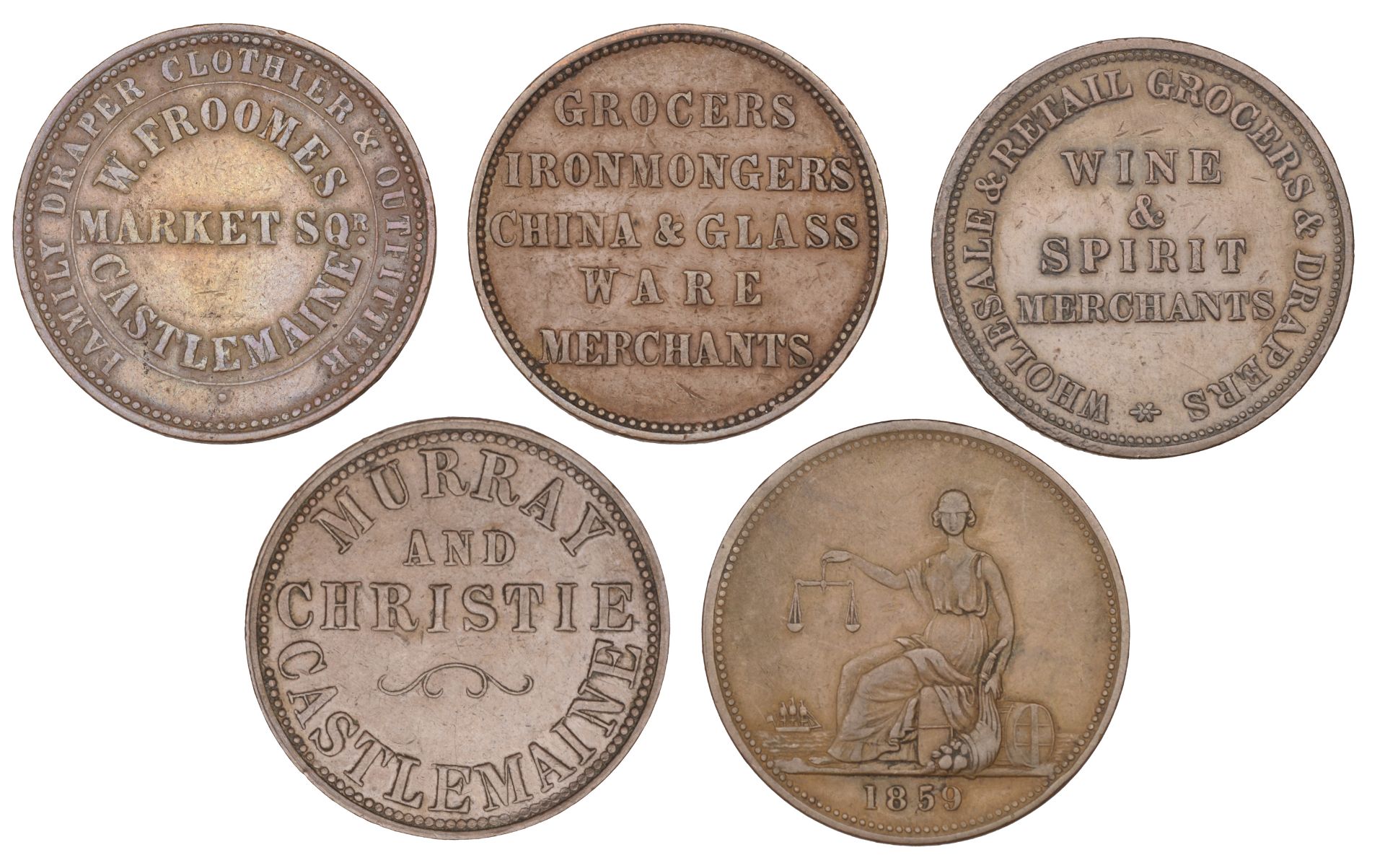 Australia, Victoria, CASTLEMAINE, T. Butterworth & Co., Pennies (2), undated, 1859 (G 34, 35... - Image 2 of 2